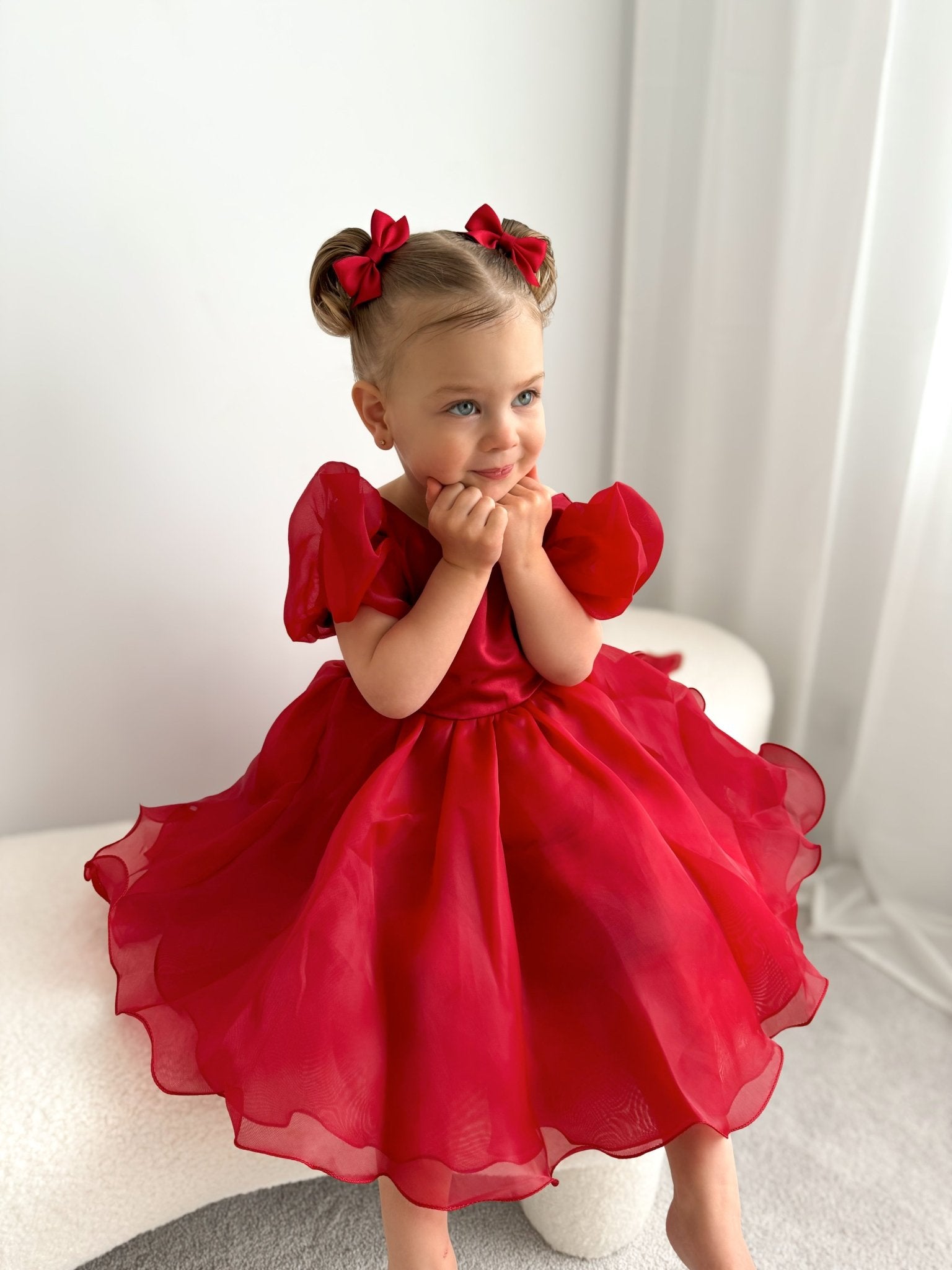 Kids little girls Red Christmas Luxe Dress pre order Fox Baby Co