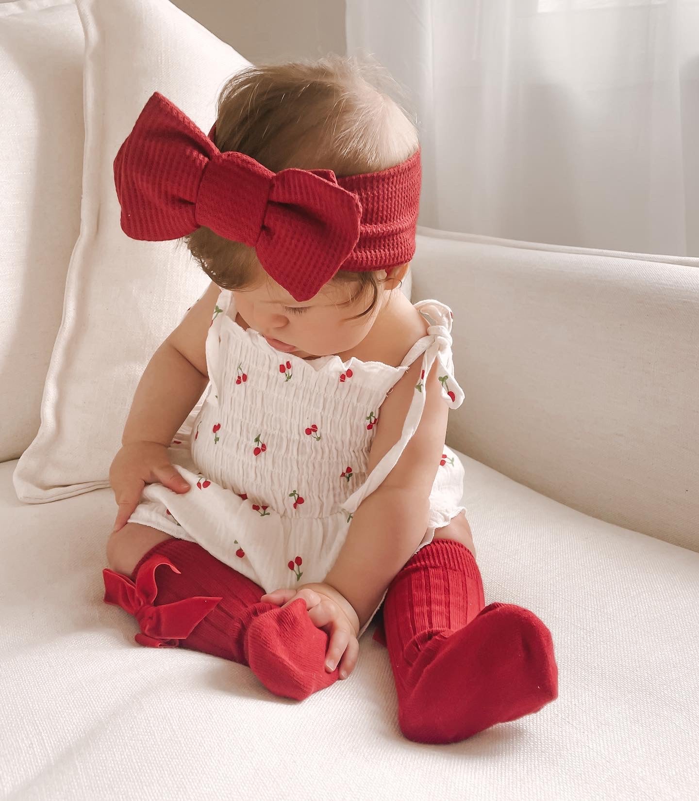 Big Bow Topknot Headband - Cherry Red – Fox Baby & Co