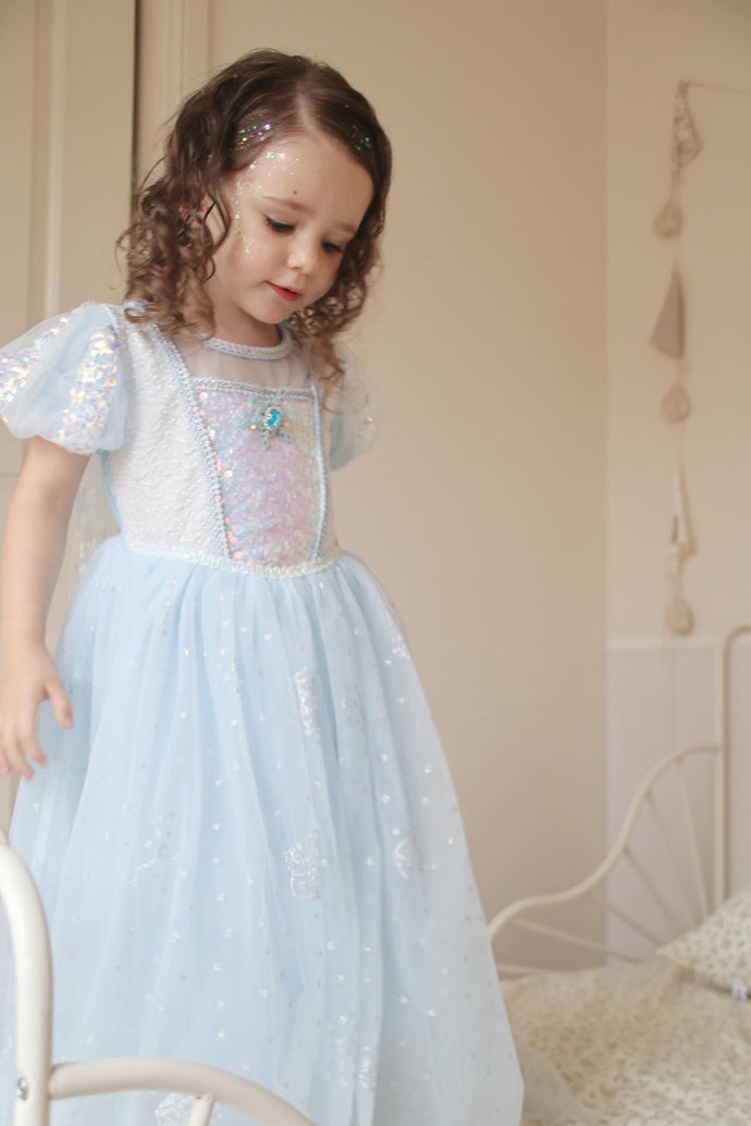 Sapphire Fairyfloss Princess Birthday Party Dress with cape - Fox Baby & Co