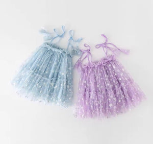 Sparkle Snow Princess Kids little Girls Tulle Dress - Blue - Fox Baby & Co