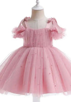 Load image into Gallery viewer, Kids little girls Valencia Pearl Luxe Party Dress - Dusty Rose (pre order) - Fox Baby &amp; Co
