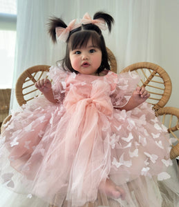 Kids girls Annabella Butterfly Luxe Tulle Dress - Baby Pink - Fox Baby & Co