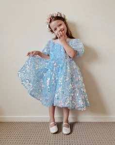 Kids girls Mermaid Luxe Sequins Tulle Dress - Blue (pre order) - Fox Baby & Co