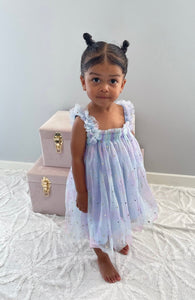 1st Birthday Kids little girls Arabella Tulle Fairy Birthday Dress - Blue - Fox Baby & Co