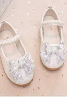 Load image into Gallery viewer, New Big Bow Silver Pearl Princess Birthday Girl Mary Jane Shoe (pre order) - Fox Baby &amp; Co
