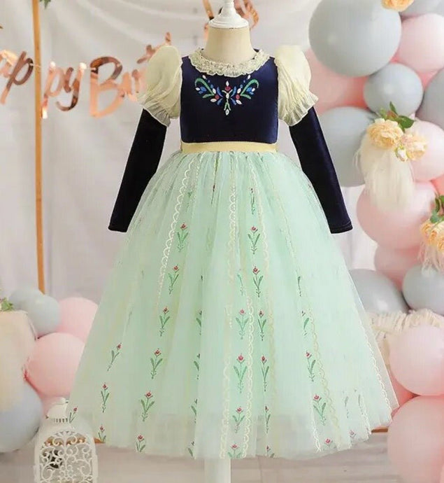 Enchanted Anna Princess Long Sleeve Birthday Party Dress Costume (Pre order) - Fox Baby & Co