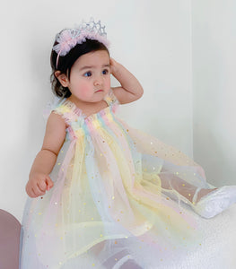 Kids little girls Arabella Tulle Fairy Birthday Dress - Lemon Rainbow - Fox Baby & Co