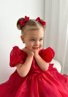 Load image into Gallery viewer, Kids little girls Red Christmas Luxe Dress (pre order) - Fox Baby &amp; Co
