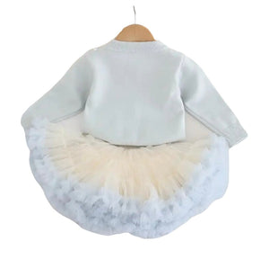 Sparkle Heart Knitted Cardigan & Tulle Tutu - Blue (pre order) - Fox Baby & Co