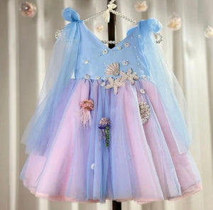 Mermaid Ocean Luxe Little Girls Tulle Dress - Blue - Fox Baby & Co