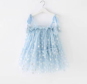 Sparkle Snow Princess Kids little Girls Tulle Dress - Blue - Fox Baby & Co