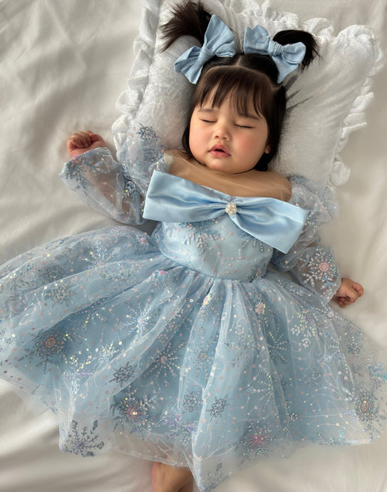 Kids girls Let it snow Luxe princess Dress - Blue (pre order) - Fox Baby & Co