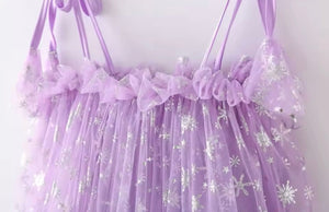 Sparkle Snow Princess Kids little Girls Tulle Dress - Purple - Fox Baby & Co