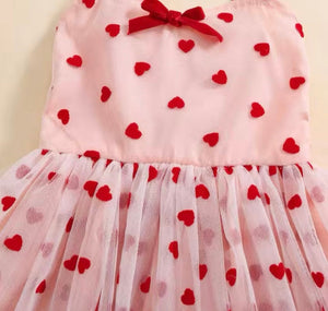 Baby Girl Valentine Tiny Hearts Tutu Romper & Bow (pre order) - Fox Baby & Co