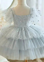 Load image into Gallery viewer, Kids girls Whimsical Sparkle Luxe Party Tulle Dress - Grey (Pre order) - Fox Baby &amp; Co
