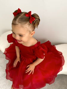 Kids little girls Red Christmas Luxe Dress (pre order) - Fox Baby & Co