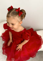 Load image into Gallery viewer, Kids little girls Red Christmas Luxe Dress (pre order) - Fox Baby &amp; Co
