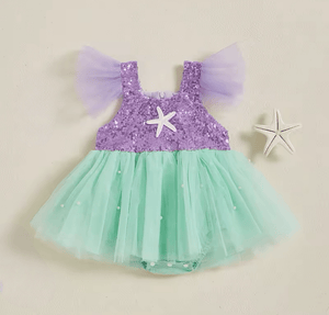 Baby Girl Ariel Mermaid Tutu Romper (pre order) - Fox Baby & Co