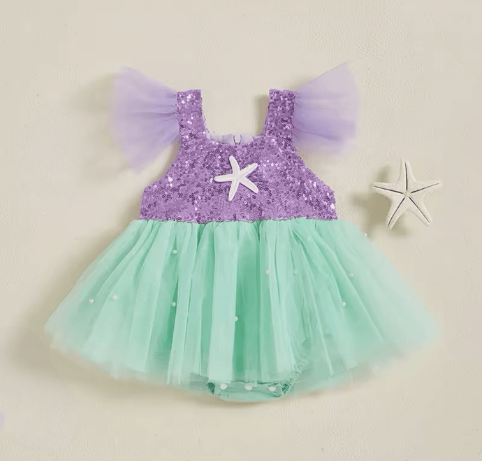 Baby Girl Ariel Mermaid Tutu Romper (pre order) - Fox Baby & Co