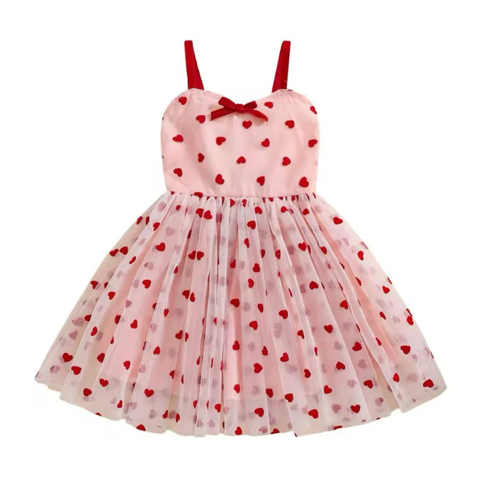 Baby Girl Valentine Tiny Heart Tulle Dress - Pink (pre order) - Fox Baby & Co