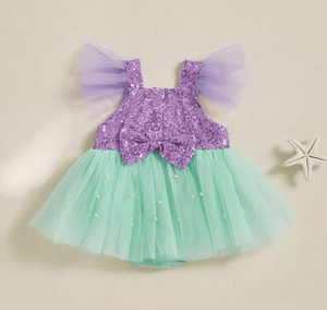 Baby Girl Ariel Mermaid Tutu Romper (pre order) - Fox Baby & Co