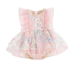 Baby Girls Flora Floral Tutu Lace Romper - Pink - Fox Baby & Co