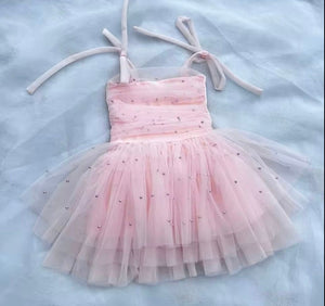 Kids little girls Ballerina Pearl Dress - Pink (limited edition) - Fox Baby & Co