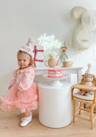 Load image into Gallery viewer, Little girl Rosie Tutu Birthday Party Long Sleeve Dress - Fox Baby &amp; Co
