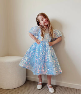 Kids girls Mermaid Luxe Sequins Tulle Dress - Blue (pre order) - Fox Baby & Co