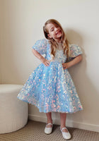 Load image into Gallery viewer, Kids girls Mermaid Luxe Sequins Tulle Dress - Blue (pre order) - Fox Baby &amp; Co
