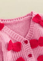 Load image into Gallery viewer, My Sweet Bow Valentines Knitted Cardigan - Pink (pre order) - Fox Baby &amp; Co
