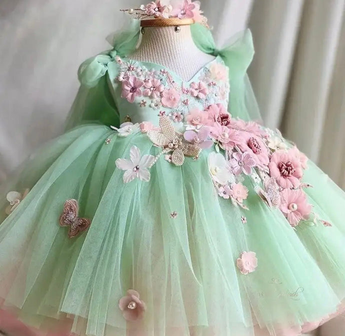 Primrose Butterfly Luxe Little Girls Tulle Dress - Mint (pre order) - Fox Baby & Co