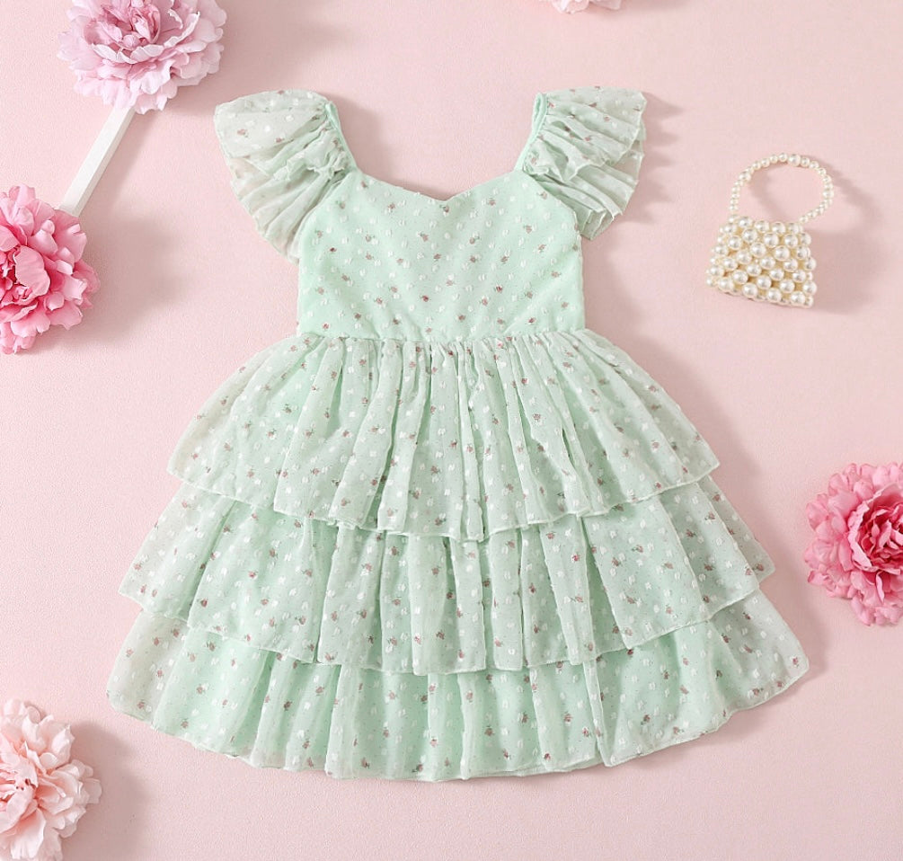 Kids little girls Rosie Floral Luxe Party Dress - Mint (pre order) - Fox Baby & Co