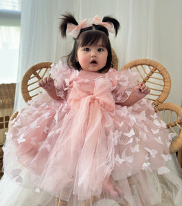 Kids girls Annabella Butterfly Luxe Tulle Dress - Baby Pink - Fox Baby & Co