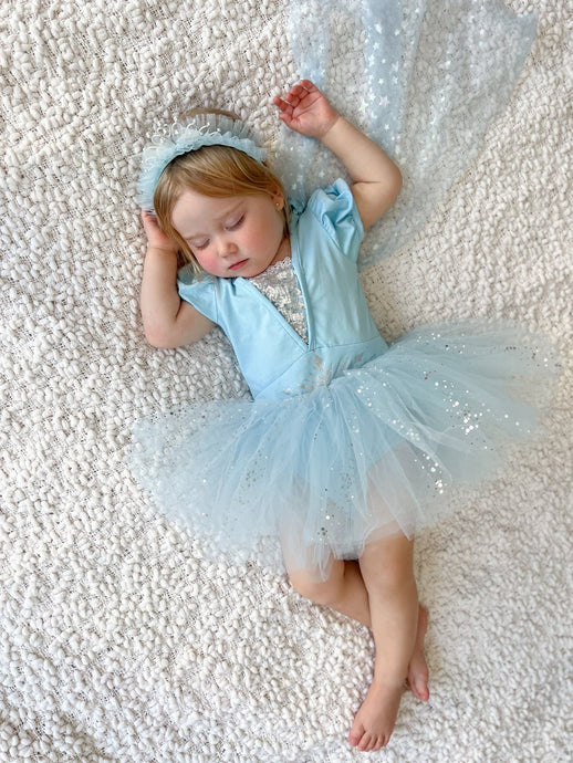 Blue Princess Star Shimmer Birthday Tutu with cape - Fox Baby & Co