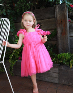 Kids little girls Valencia Pearl Luxe Party Dress - Magenta (pre order) - Fox Baby & Co