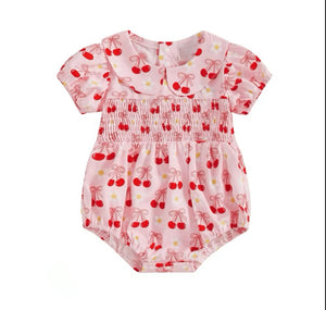 Cherry Daisy Days Romper (pre order) - Fox Baby & Co