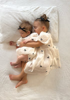 Load image into Gallery viewer, Kids girls French Luxe Bow Puff Dress - Black/ivory (pre order)
