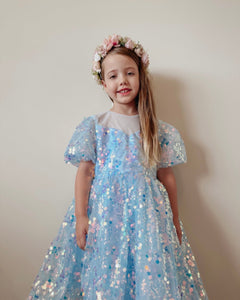 Kids girls Mermaid Luxe Sequins Tulle Dress - Blue (pre order) - Fox Baby & Co