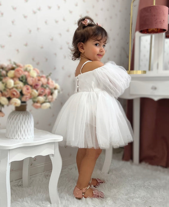 Bella Little Girls Flower Girl Tulle Dress - White (pre order) - Fox Baby & Co