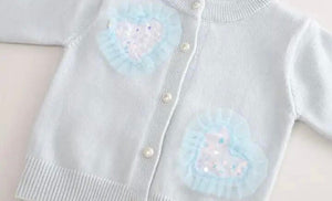 Sparkle Heart Knitted Cardigan & Tulle Tutu - Blue (pre order) - Fox Baby & Co