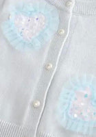 Load image into Gallery viewer, Sparkle Heart Knitted Cardigan &amp; Tulle Tutu - Blue (pre order) - Fox Baby &amp; Co
