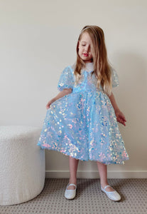 Kids girls Mermaid Luxe Sequins Tulle Dress - Blue (pre order) - Fox Baby & Co