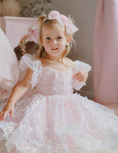 Kids girls Enchanted Dreams Butterfly Sequins Tulle Dress - Pink (pre order) - Fox Baby & Co