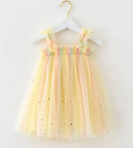 Kids little girls Arabella Tulle Fairy Birthday Dress - Lemon Rainbow - Fox Baby & Co