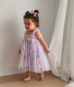 Arabella Garden Floral Tulle Birthday Dress - lilac - Fox Baby & Co