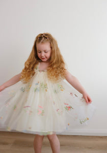 Arabella Garden Floral Tulle Birthday Dress - lemon - Fox Baby & Co