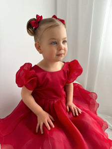 Kids little girls Red Christmas Luxe Dress (pre order) - Fox Baby & Co