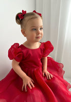 Load image into Gallery viewer, Kids little girls Red Christmas Luxe Dress (pre order) - Fox Baby &amp; Co
