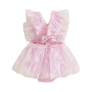 Whimsical Pink Snowflakes Romper (pre order) - Fox Baby & Co